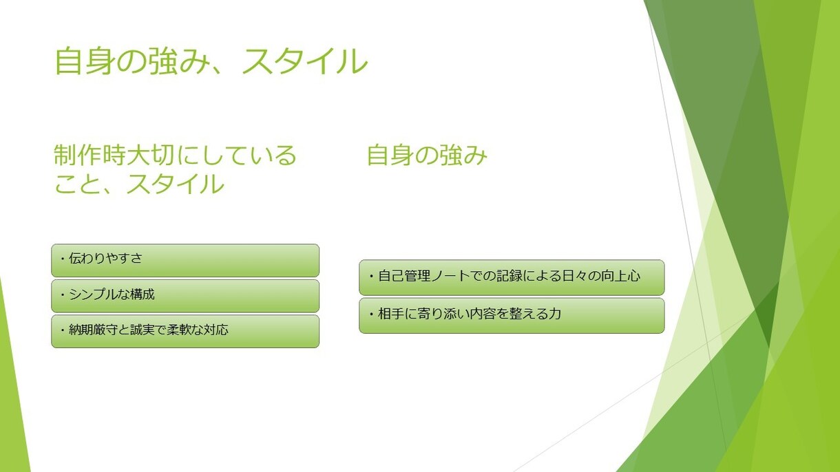 伝わるスライド資料を丁寧にお作りします 相談しながら一緒に資料を整えていきます イメージ3