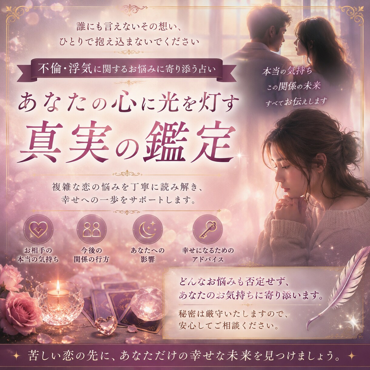 不倫浮気専門　その人があなたを幸せにするか占います 不倫浮気してる人　されている人　苦しいのに離れられない人へ イメージ2