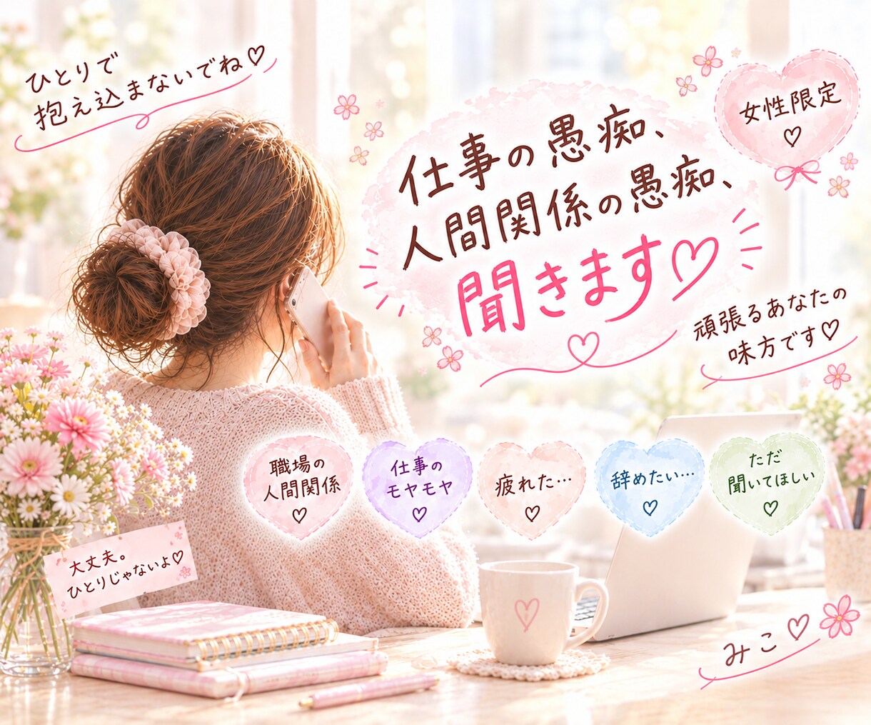 職場の愚痴、何でも聞きます 職場では言えない本音、ここでは遠慮なくどうぞ♡ イメージ1