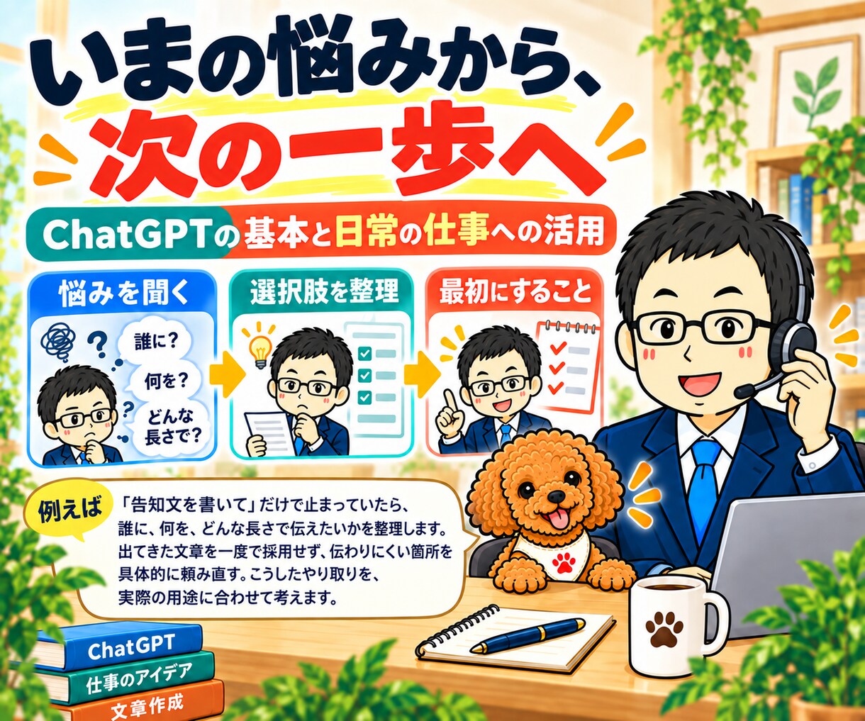 ChatGPTの使い方を電話でやさしく教えます 初心者歓迎｜質問の仕方・文章作成・仕事の時短を一緒に整理 イメージ4