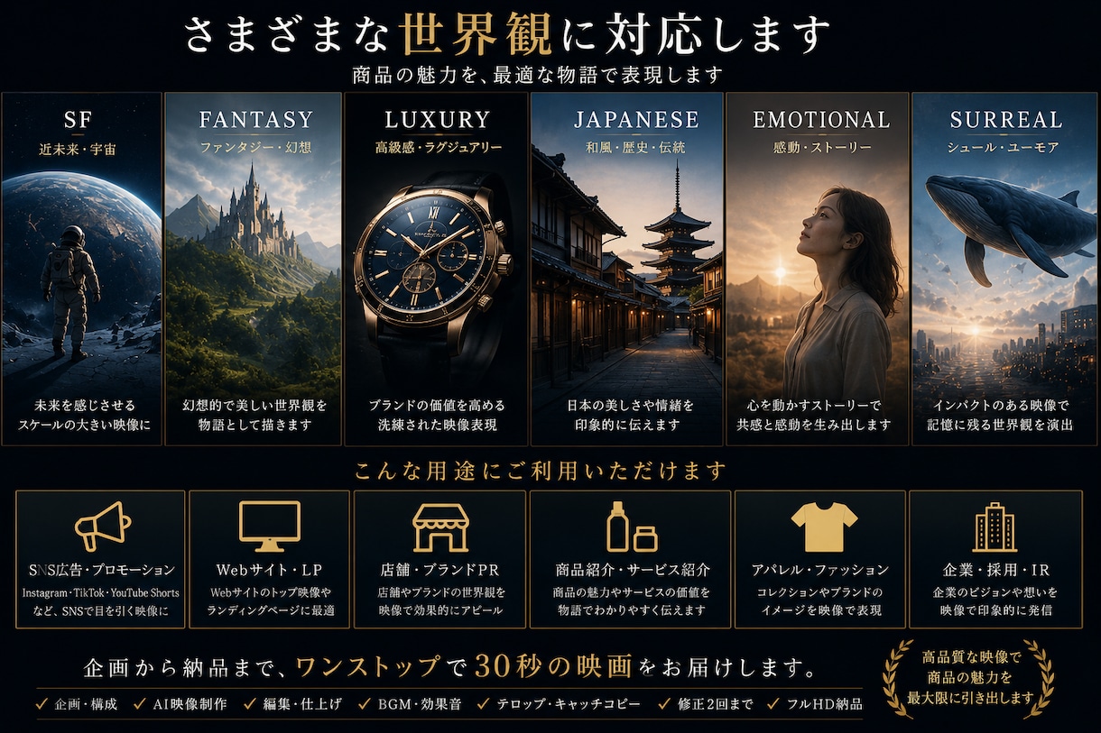 あなたの商品を30秒の映画にします 企画から映像化まで、物語で魅せるシネマティックCM制作 イメージ3