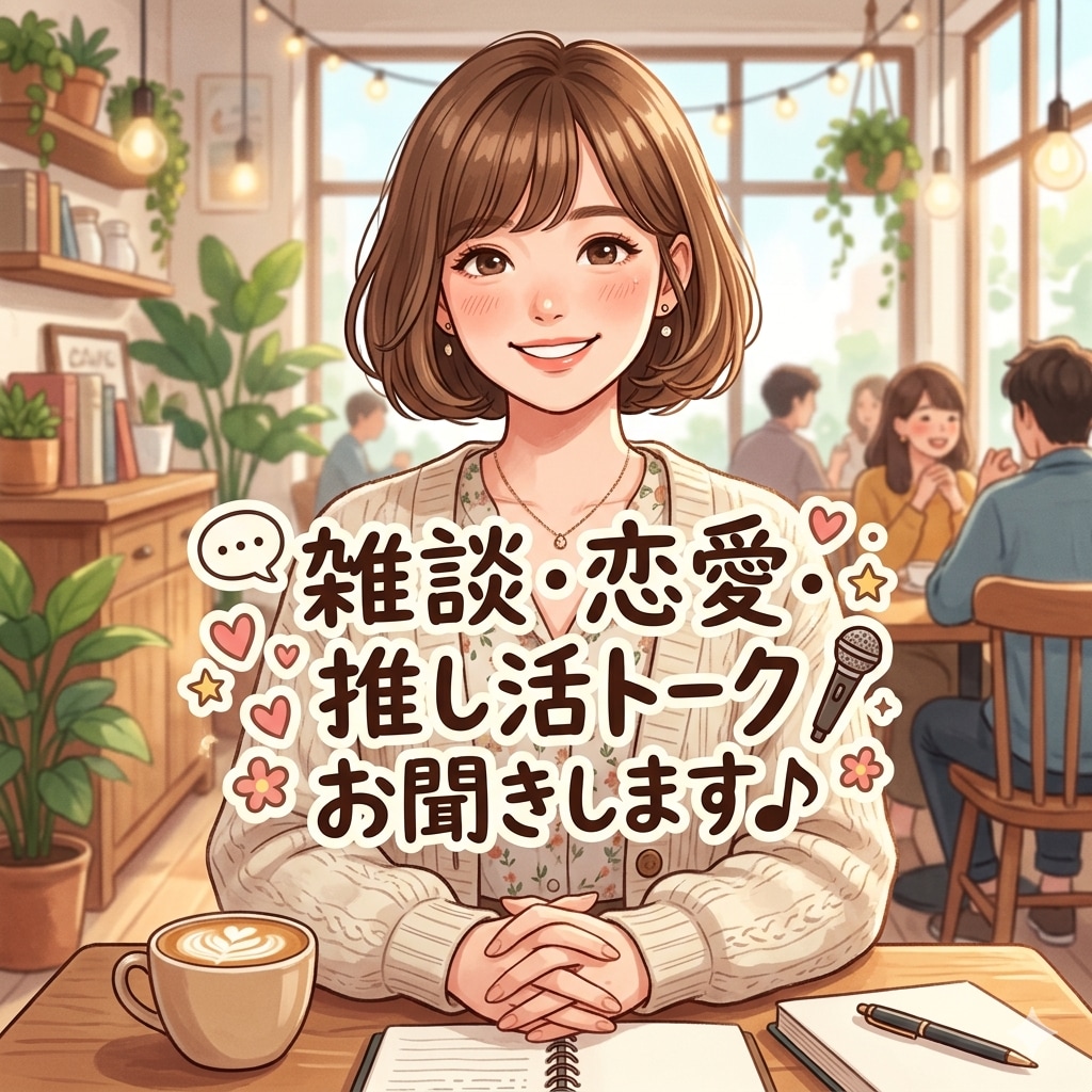 3日間ほっとできる居場所でお話をお聞きします チャットで雑談・恋愛・推し活トークお聞きします♪ イメージ1
