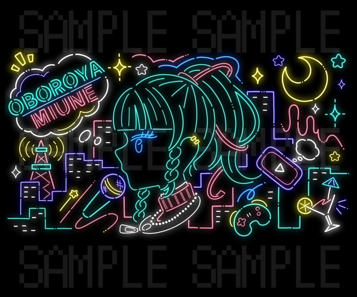 シティポップなネオン風の1枚絵お描きいたします MVやグッズ、記念日のプレゼントに イメージ6