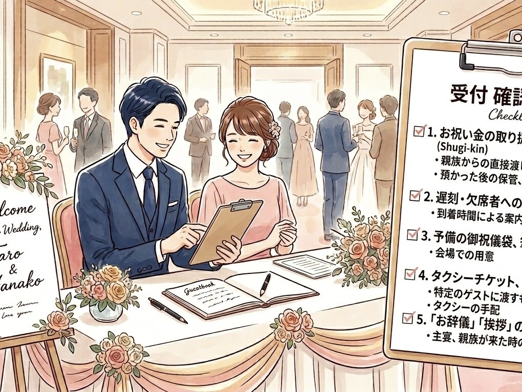 結婚式の受付係にイラスト付きマニュアルを送ります 実体験から生まれた、当日の不安を解消する「カンペ」セット イメージ1