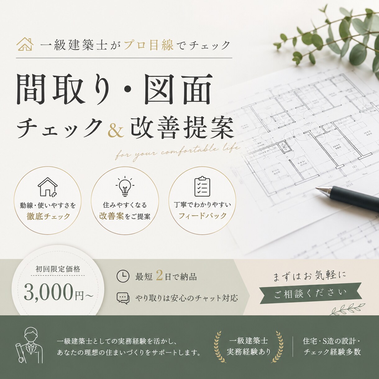 一級建築士が間取り・図面のチェック＆改善提案します 住みにくさの原因をプロ目線で分かりやすく改善します イメージ1