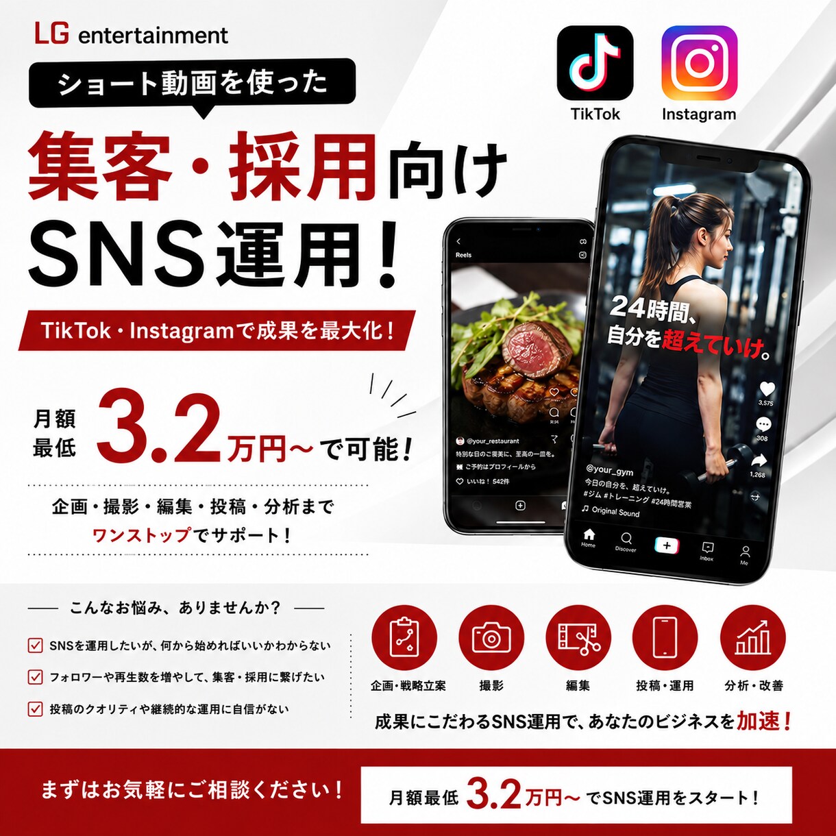 完全丸投げOK‼︎現役SNS運用会社が運用します 実績300アカウント！企画から運用まで一気通貫で対応します イメージ1