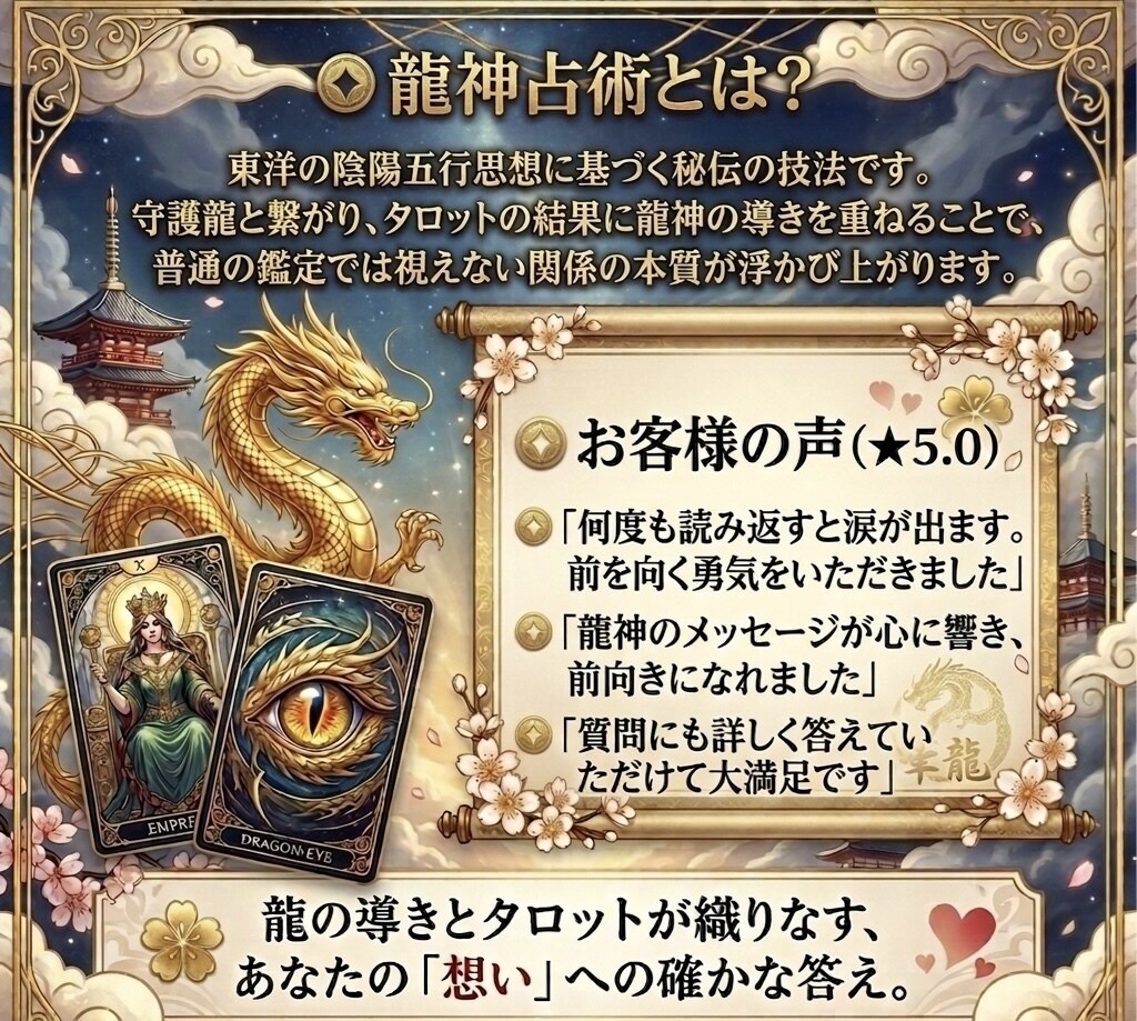 片思い・復縁★龍神が彼の本心を鑑定します 守護龍が視る、彼の本音・二人の運命・あなたが今すべきこと イメージ8