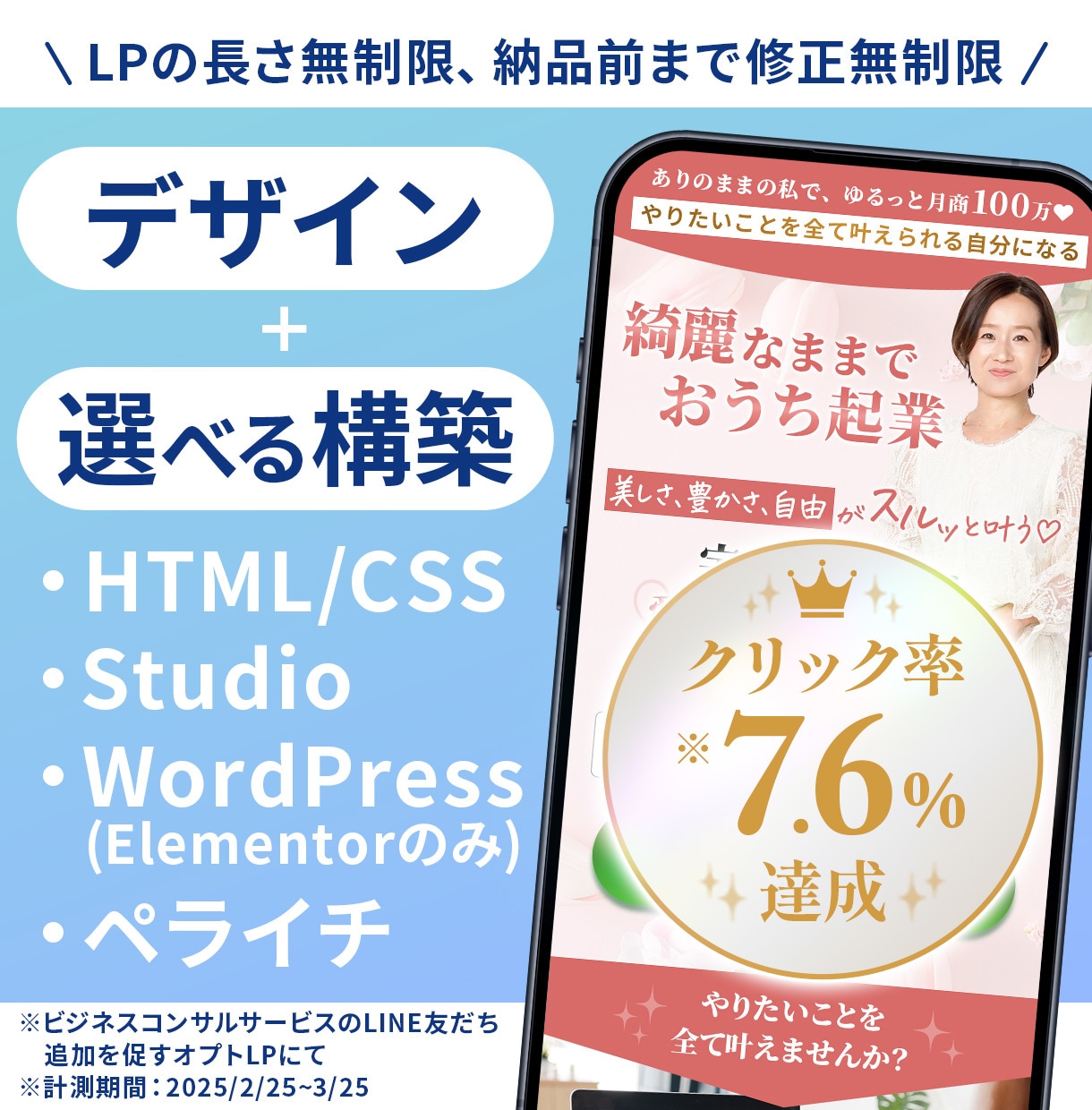一律価格＆修正無制限でLP制作します デザインであなたのビジネスを後押しします イメージ1