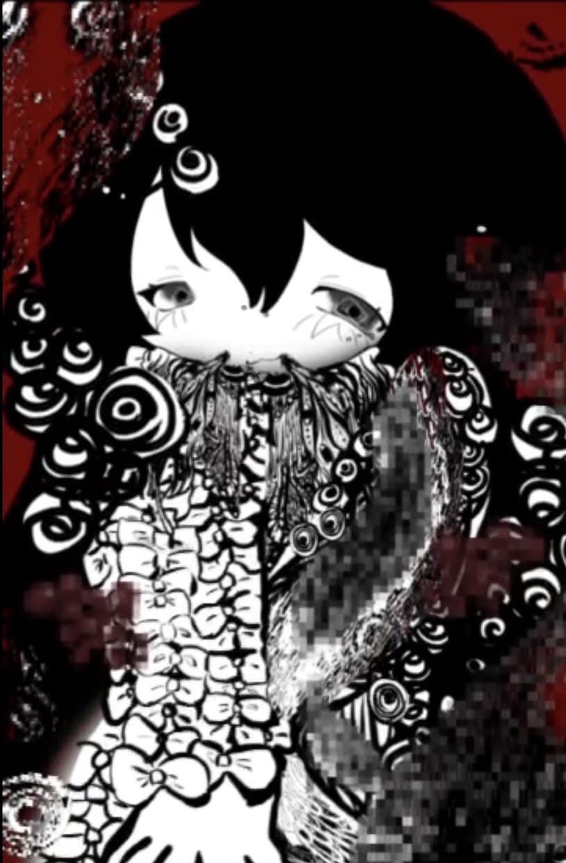 萌え×ダーク融合のオリジナルイラスト制作しますます ダーク・病み・萌えを融合した没入感のある絵を制作します イメージ1