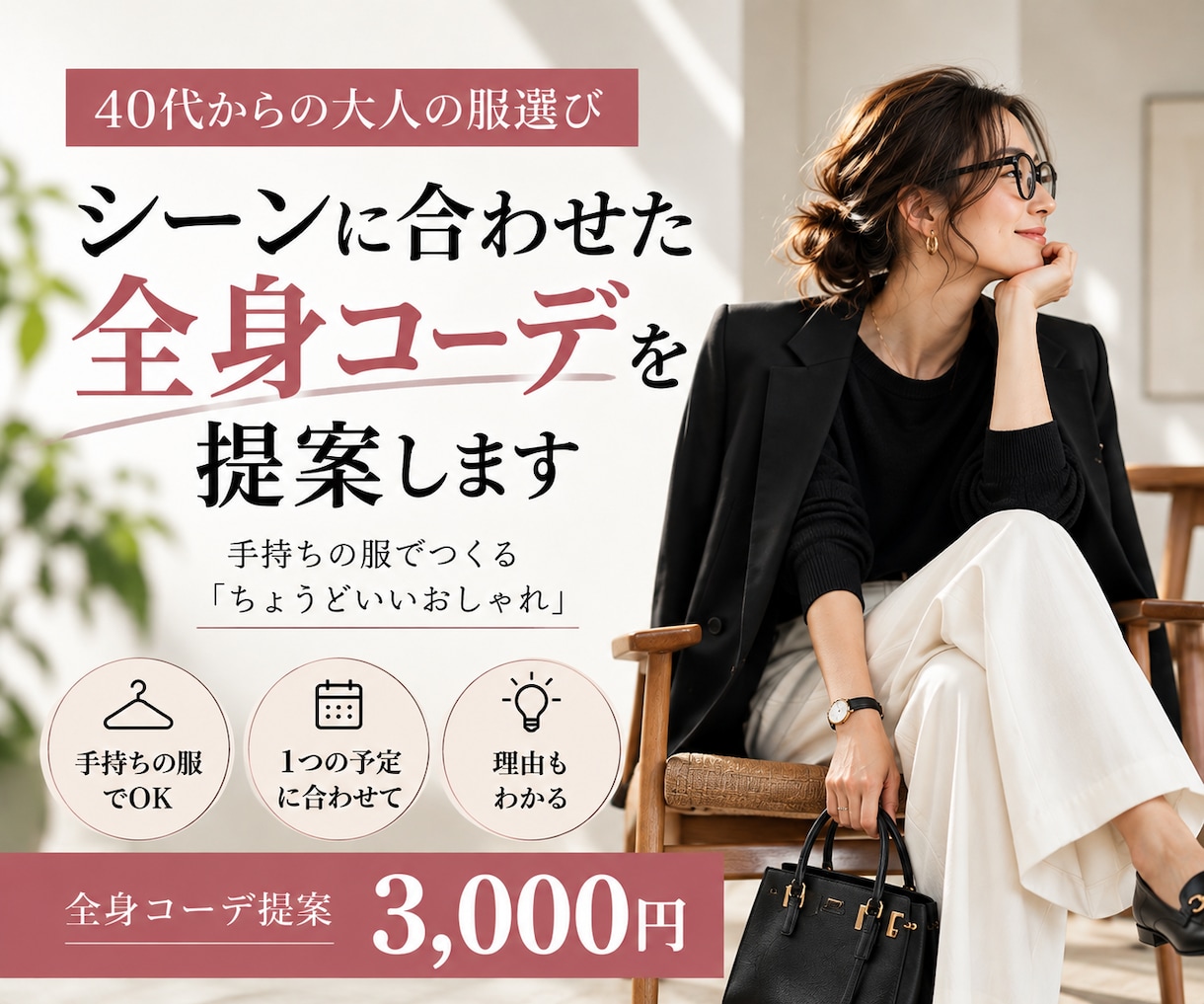 予定に合う全身コーデを提案します 手持ちの服を活かして全身の合わせ方を提案 イメージ1