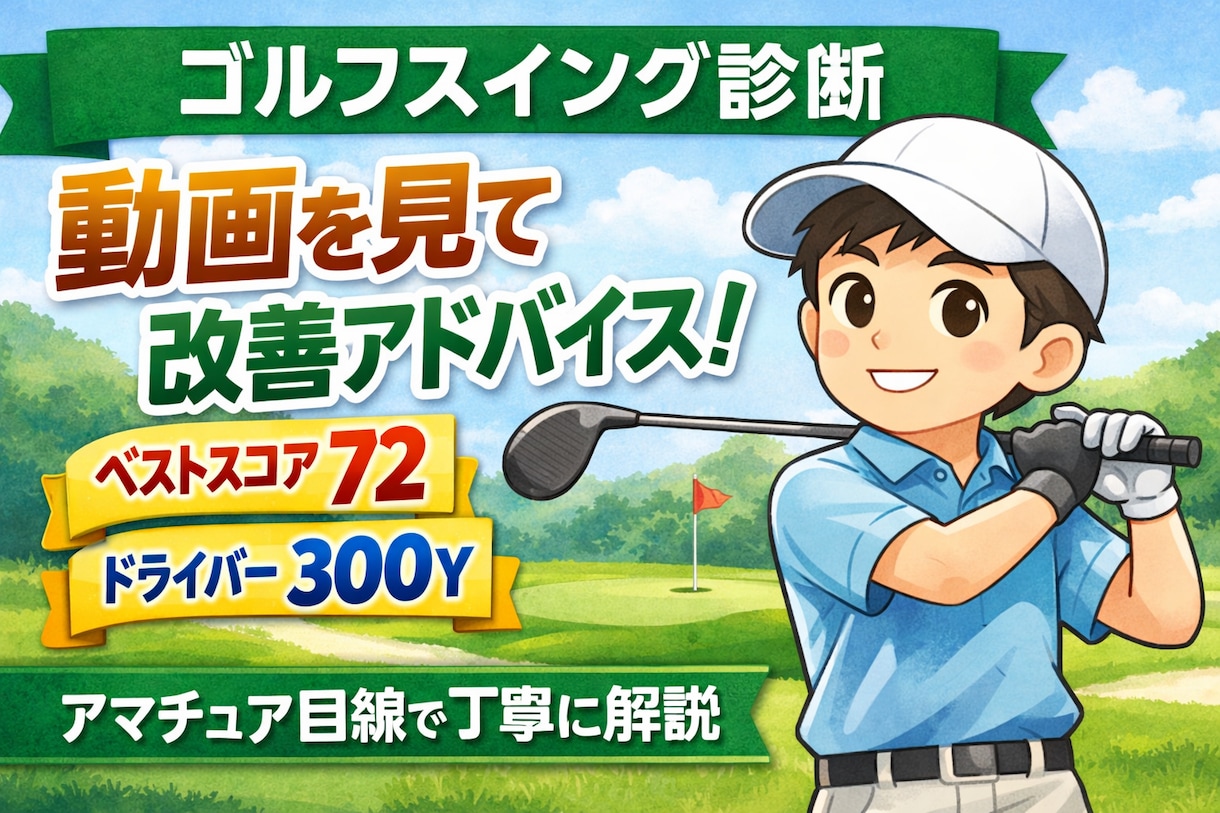 ゴルフスイング動画を見て改善点を伝えます 〜ベスト72・ドライバー300Yのアマ目線で解説〜 イメージ1