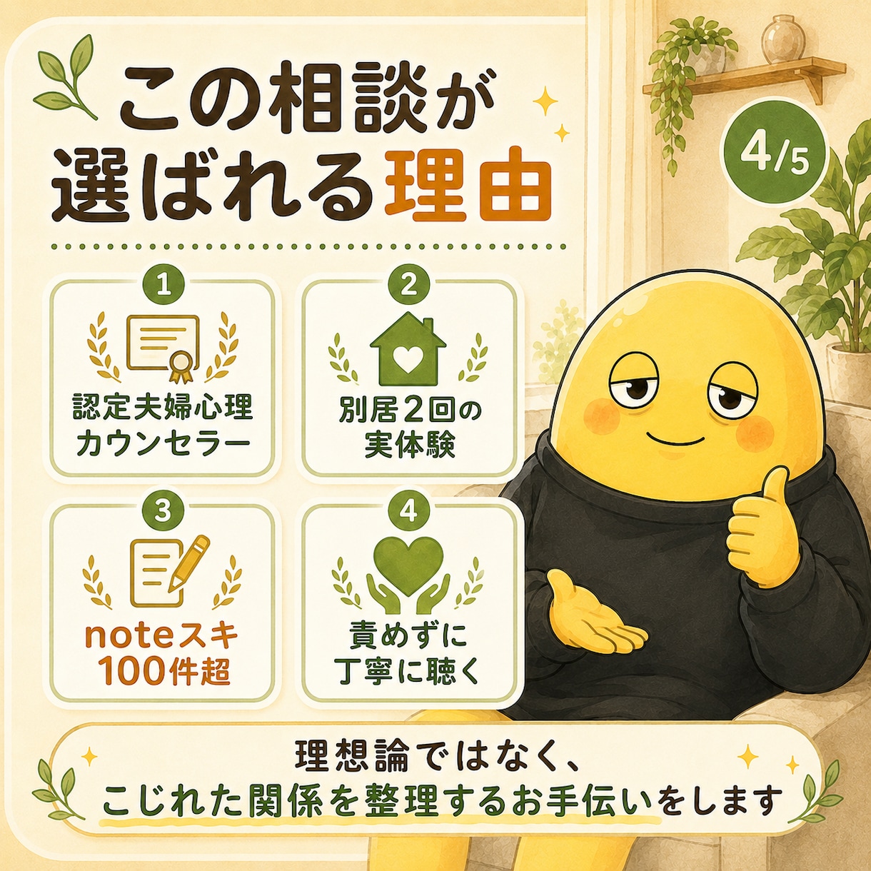 夫婦関係 夫と妻の本音を丁寧にほどきます noteで人気の「夫婦カウンセラー」がココナラ参入！ イメージ3