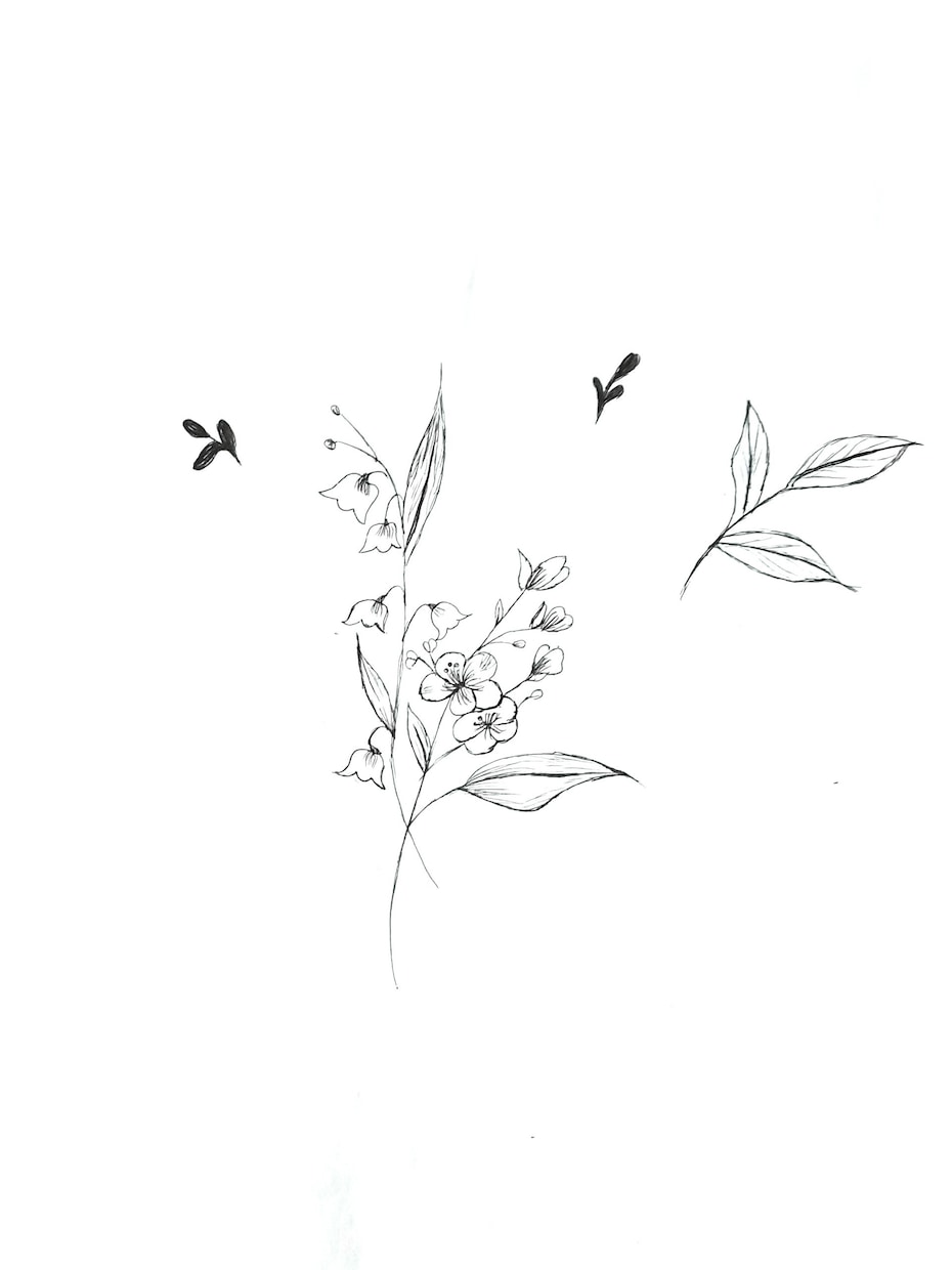 繊細な植物・ボタニカルのタトゥーデザイン画描きます 独学ならではの温かみのある植物線画。タトゥーやアイコンに イメージ5