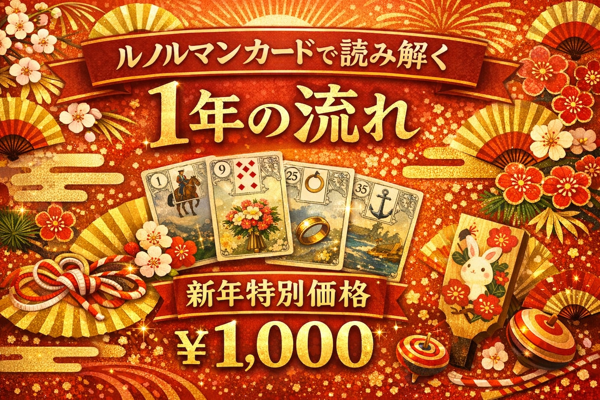 新年限定：ルノルマンで見る1年の運勢占います ルノルマンカードであなたの「2026年の流れ」を読み解きます イメージ1