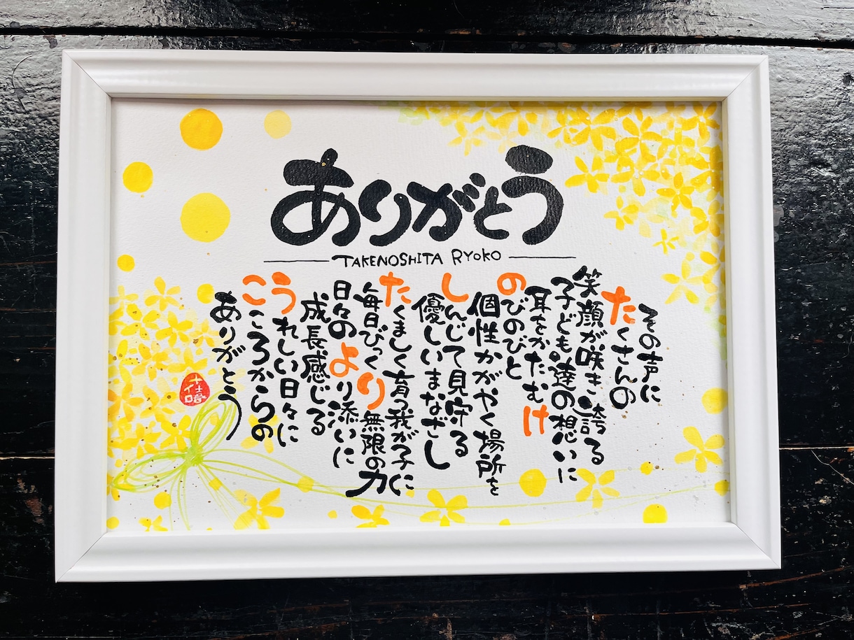 世界に一つ、大切なお名前でポエムを作ります その瞬間の想いをカタチに、感動の言葉のギフト(2Lサイズ) イメージ3
