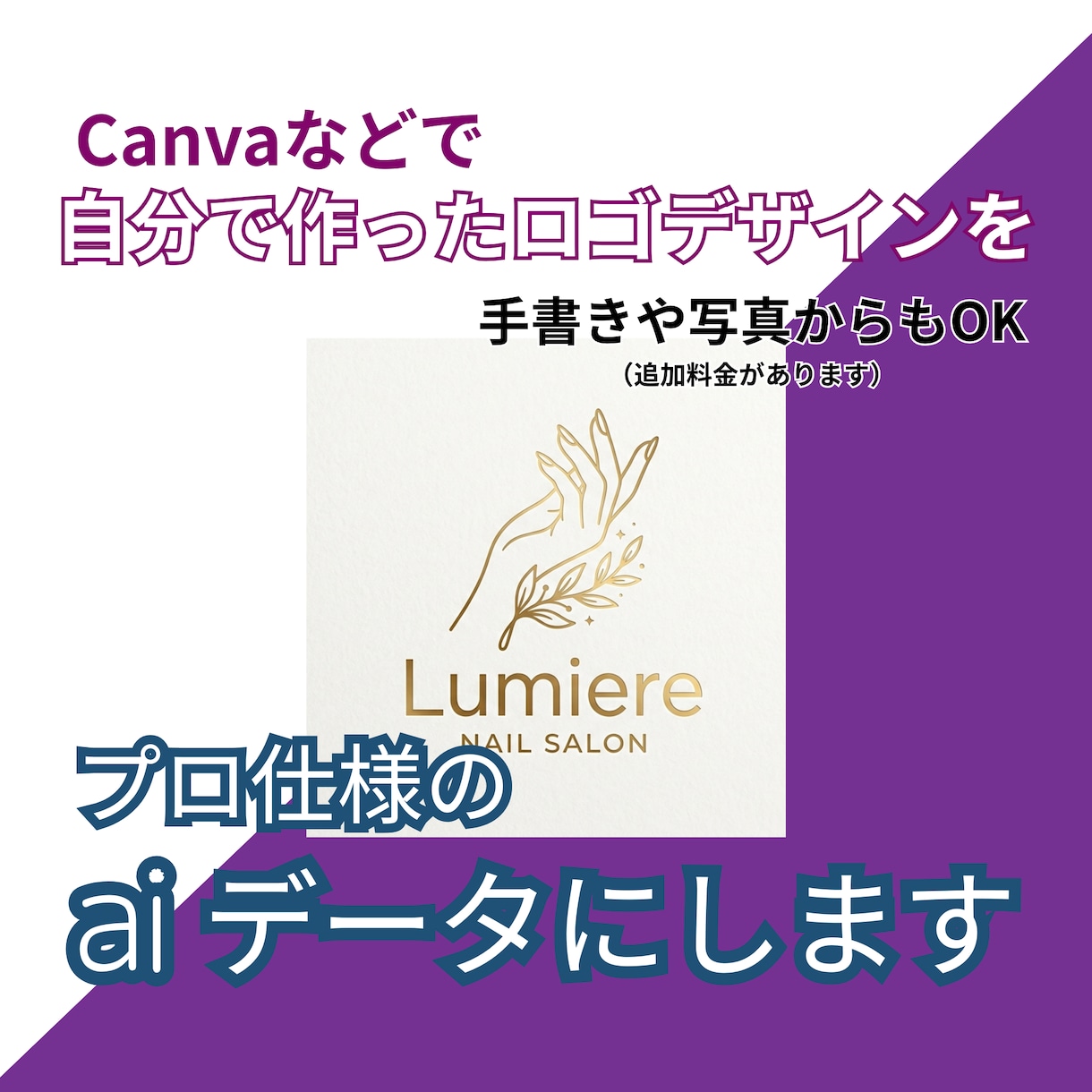 Canvaなどで作ったロゴをaiデータ化します 手書きや写真からもOK。イラレデータだから拡大しても綺麗 イメージ1