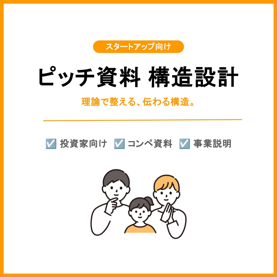 スタートアップ向けピッチ構成設計します 見た目より、説得力を重視した「伝わる」資料を設計します イメージ1