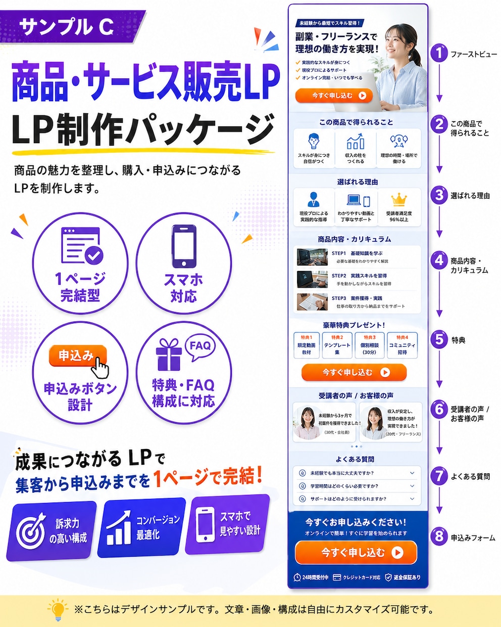 問い合わせ・予約につながるLPを制作します 目的別に伝わる1ページLP制作 イメージ4