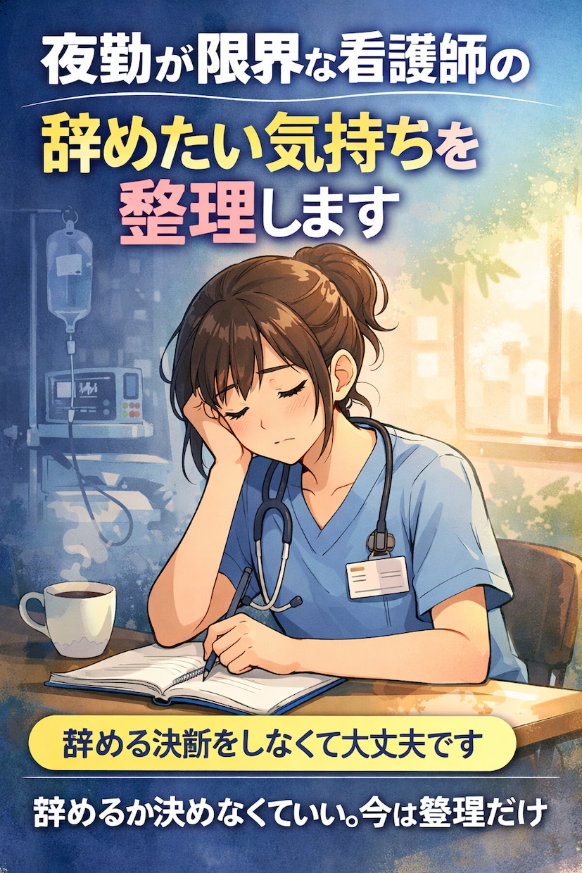 夜勤がつらい看護師の辞めたい気持ちを整理します 辞めるか決めなくていい。今は整理だけ。 イメージ1