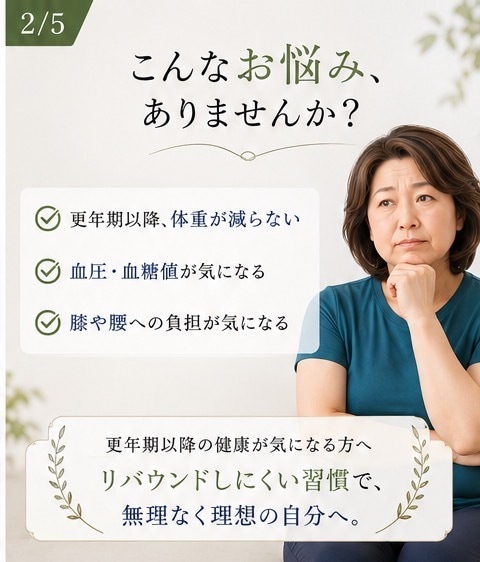 50代からの大人体質改善ダイエットの相談受けます 何をやっても痩せないお悩みに！更年期太り改善アドバイス イメージ1