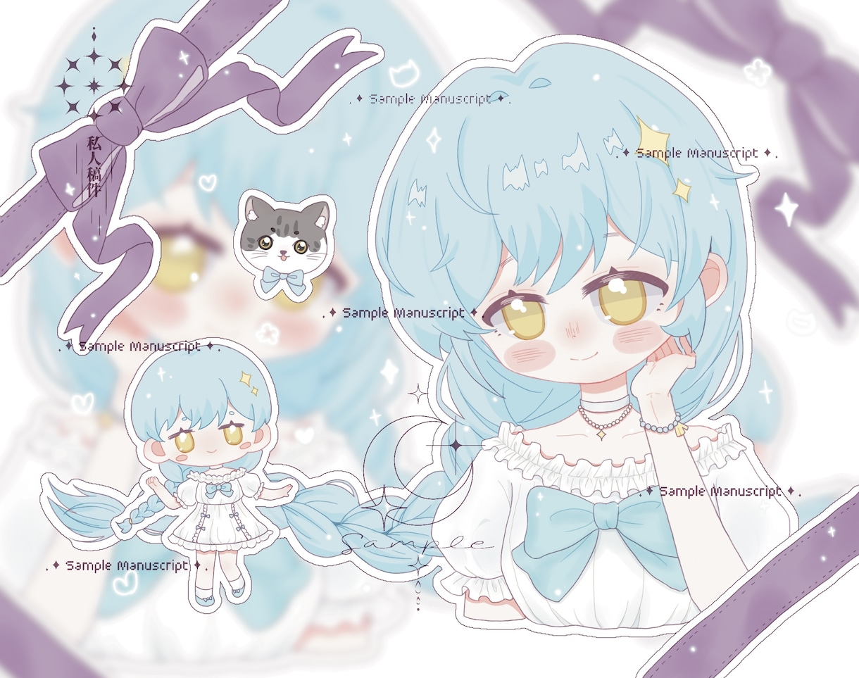 かわいいオリジナルのイラストを描きます ミニキャラ+普通頭身+小物セット！ イメージ3