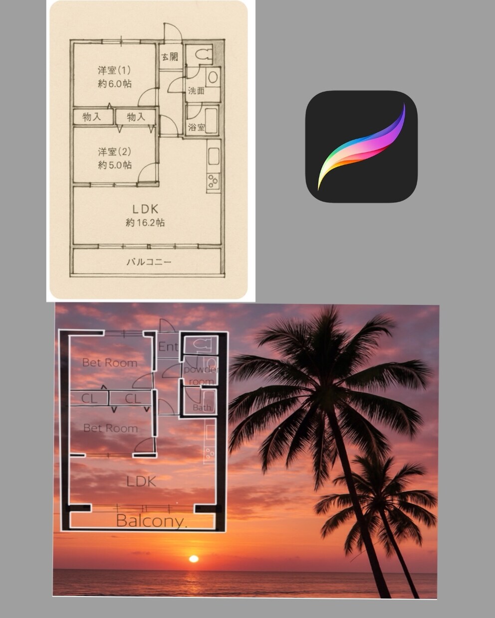 不動産民泊広告に目に彩りの間取り図を作成します 物件の魅力をやさしく伝える間取り図を作成します イメージ3