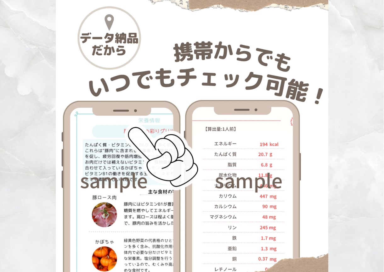 写真を送るだけ！毎日の食事栄養を算出します “自分だけの食事栄養レポート”をお届け！【栄養情報付プラン】 イメージ4