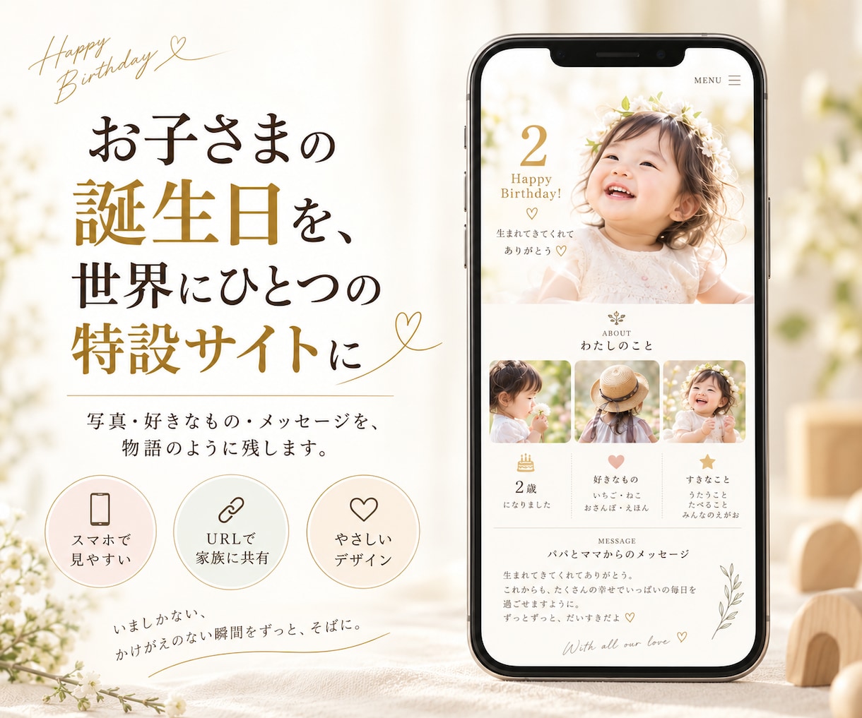あなたの大切なお子様の記念特設サイト作ります 今の大切な一瞬をホームページにして家族に共有しませんか？ イメージ1