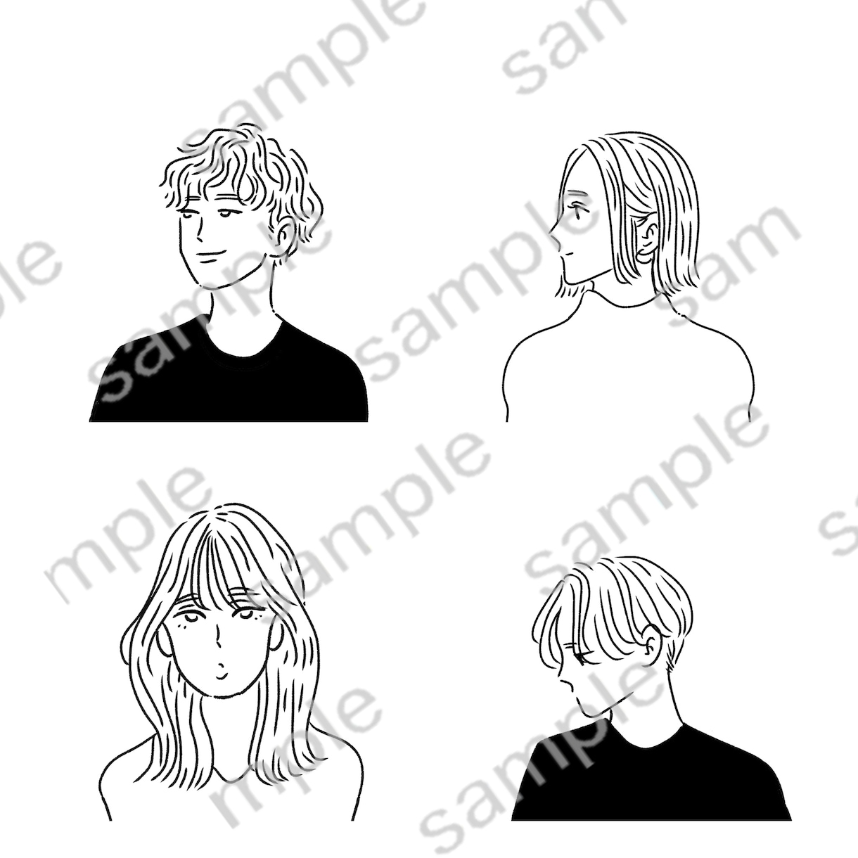特徴◎シンプル◎おしゃれ◎モノクロ似顔絵描きます SNSアイコン用にぴったり！お洒落でシンプルなモノクロ似顔絵 イメージ5