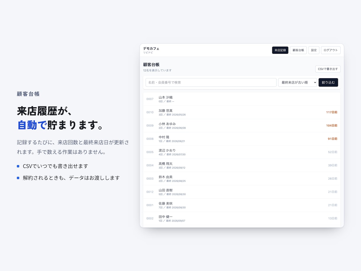 店舗の顧客台帳をLINEと繋いで管理します 来店履歴の手入力をやめる｜読み取るだけで台帳に貯まる イメージ1