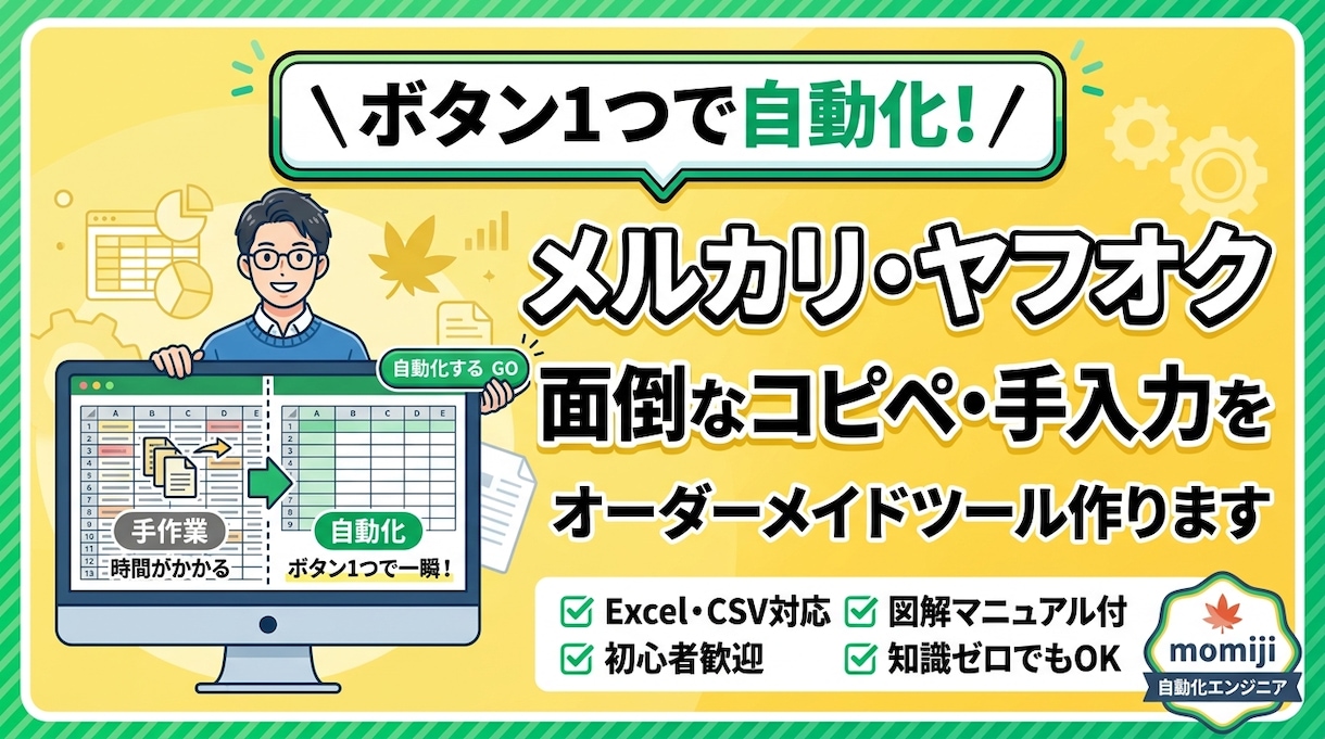 面倒な物販のデータ入力をボタン１つで自動化します 毎日の面倒なコピペ・価格計算をボタン一つで1秒全自動化！ イメージ1