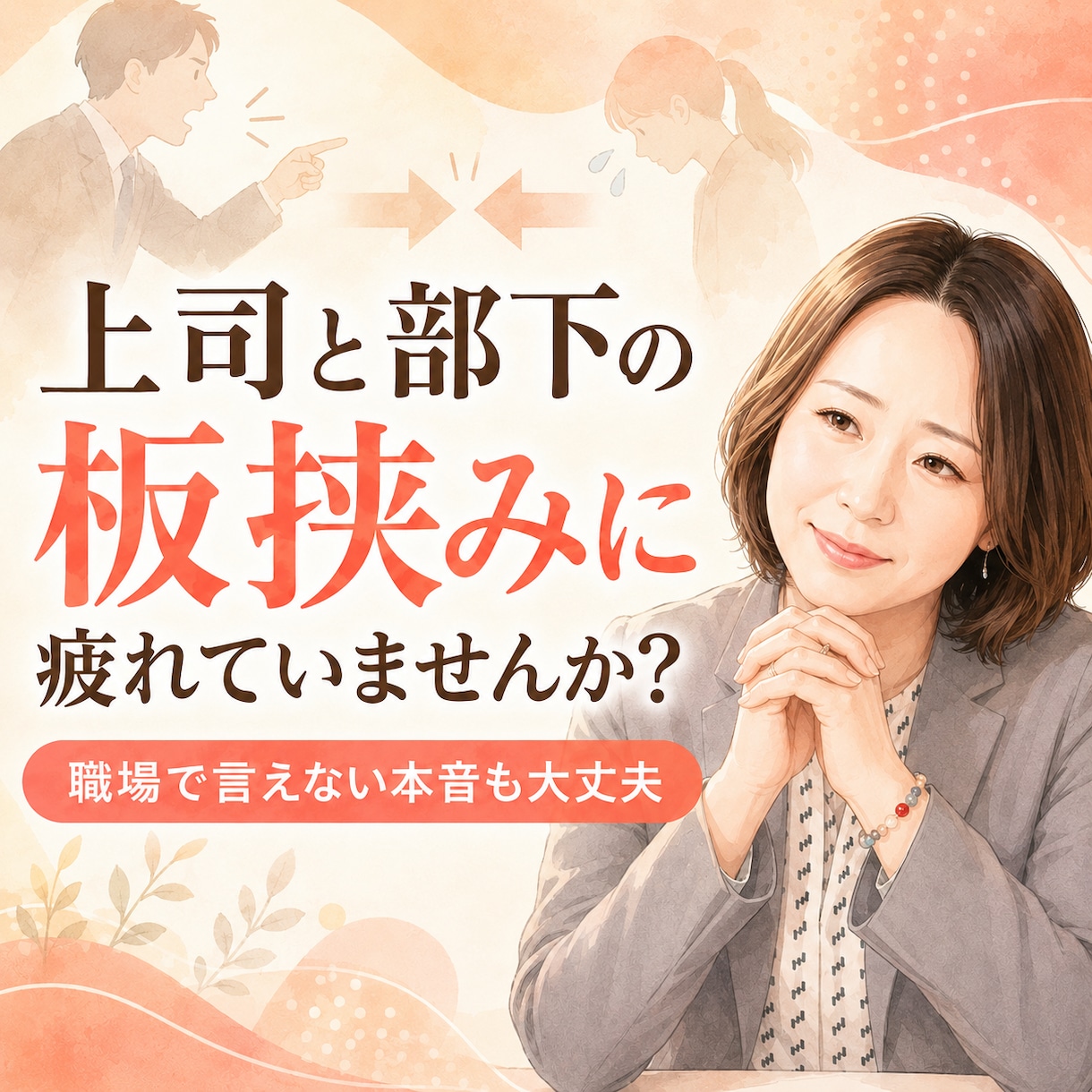 上司と部下の板挟みに疲れた本音を聞きます 管理職だからこその気持ち話して下さい イメージ1