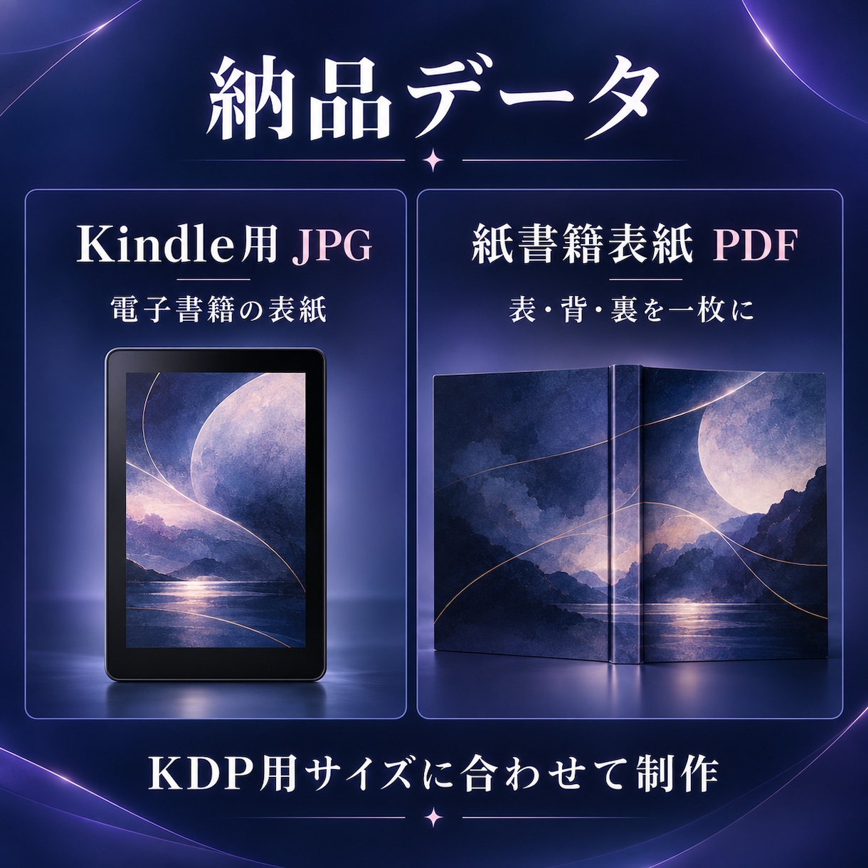 KDP用Kindle・紙書籍表紙を制作します 電子書籍JPG＋表・背・裏のPDFをまとめて対応 イメージ2