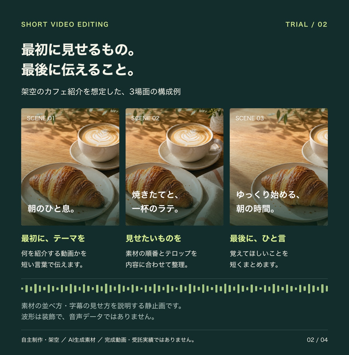 縦型ショート動画を1本から編集します 撮った素材を、見やすい30秒に。まずは1本から イメージ2