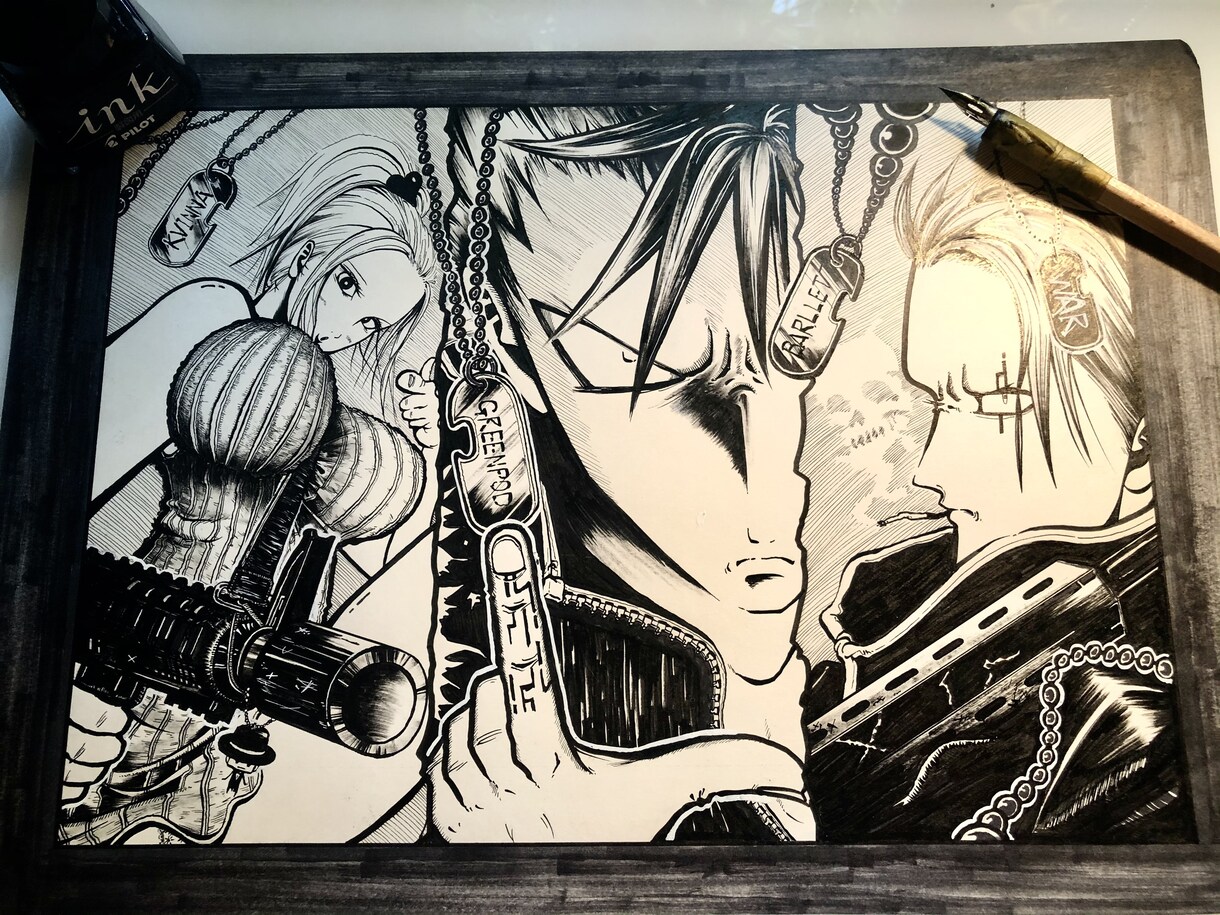 モノトーン✖フルカラー オリジナルイラスト承ります 唯一無二の生原稿にして納品します！データ化も承ります！ イメージ5