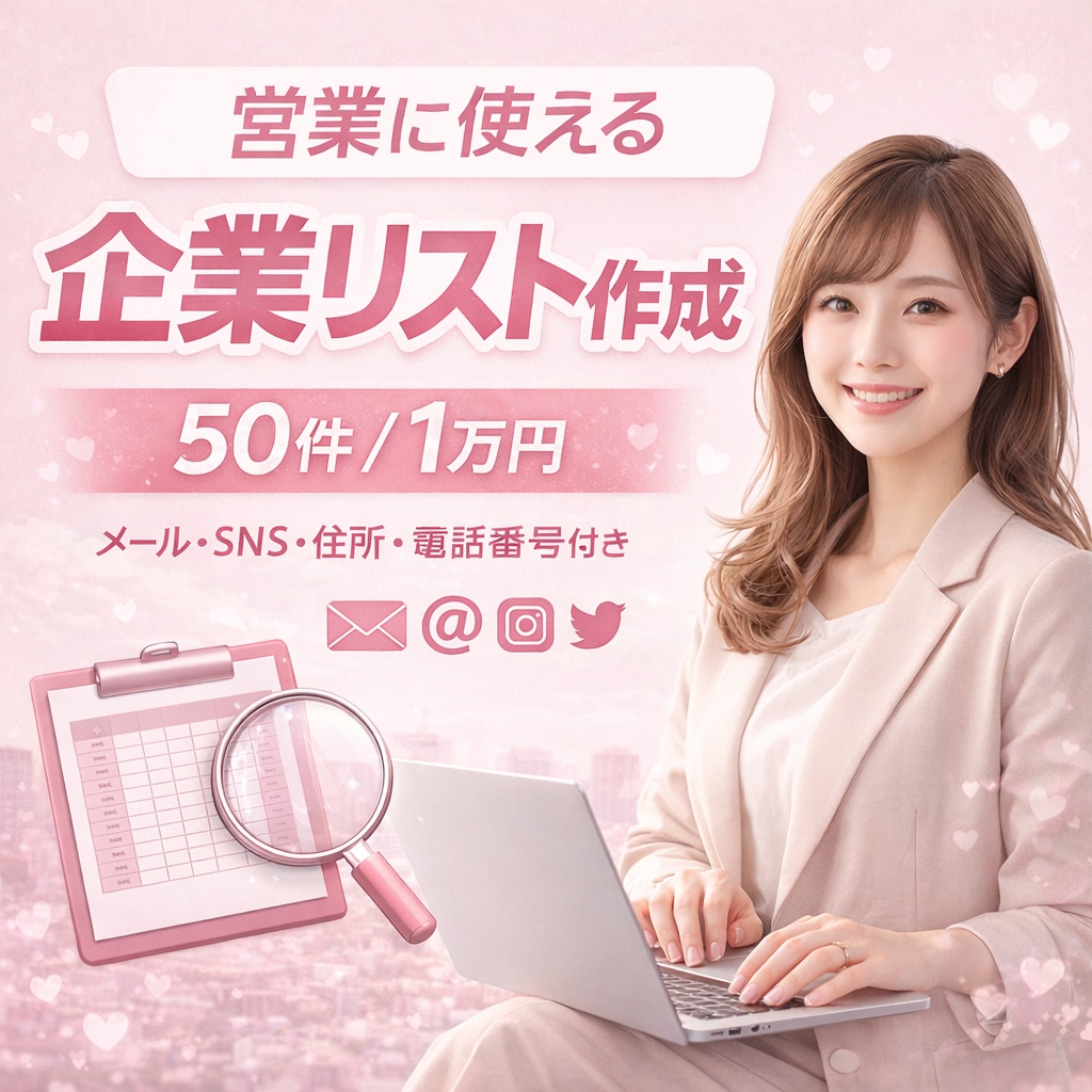 営業に使える企業リストをリサーチして作成します 営業に使える情報をまとめて納品します。 イメージ1