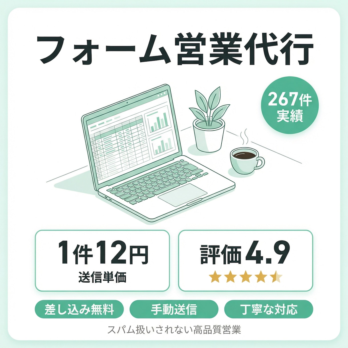 リスト無料！問い合わせフォーム手動送信代行します 267件の実績！リスト作成無料・営業文作成もお任せ イメージ3