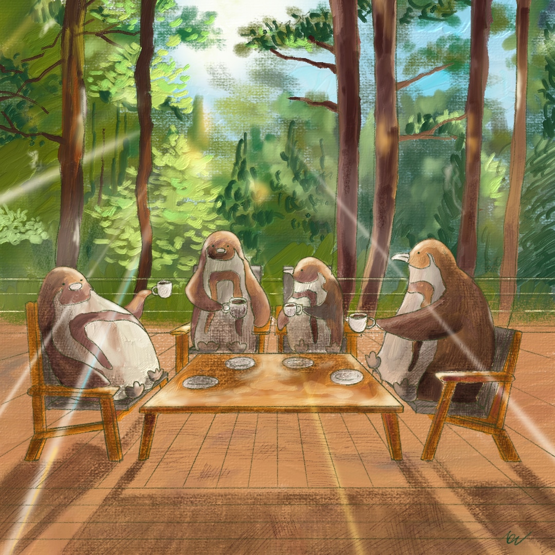 油絵風のゆるふわペンギンのイラスト作製します スマホやタブレットのサイズに対応/アイコン/商用利用/ イメージ2