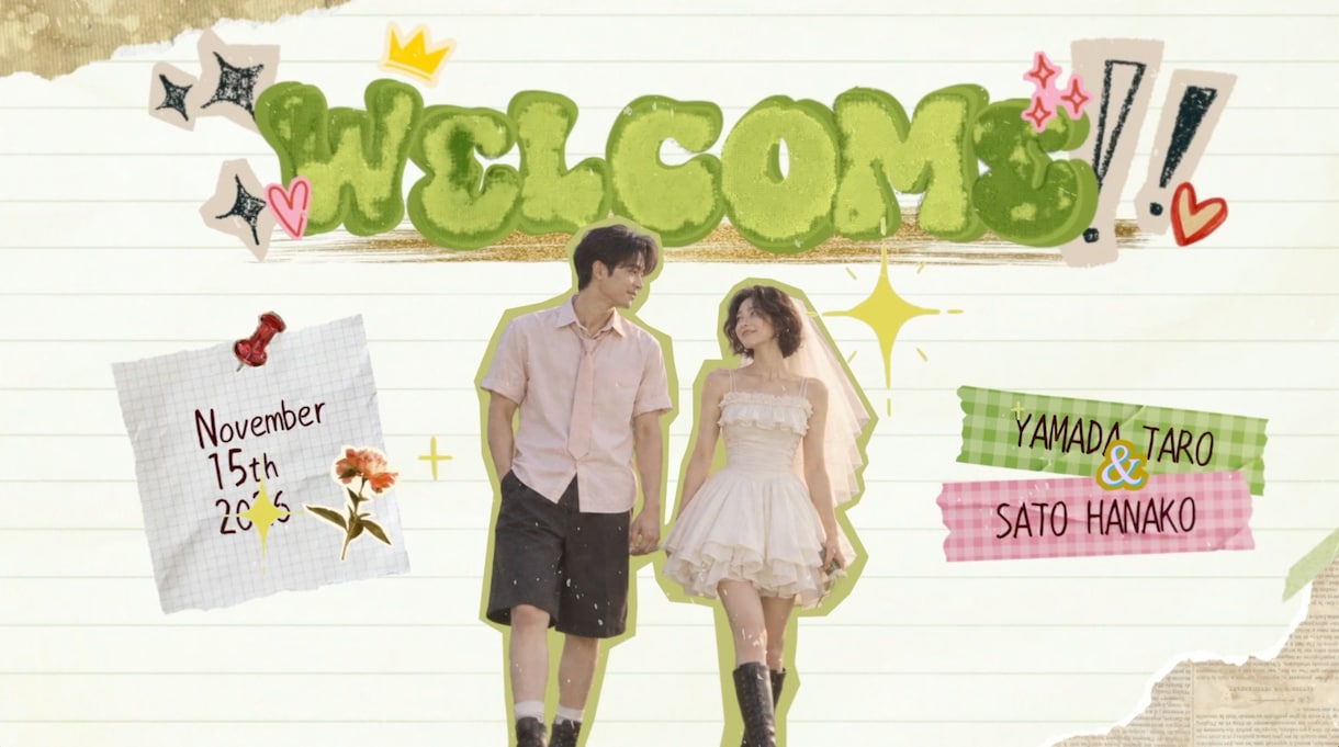おしゃれでかわいい結婚式ムービー作ります ふたりの思い出を彩る♡おしゃれなスクラップブック風ムービー イメージ2
