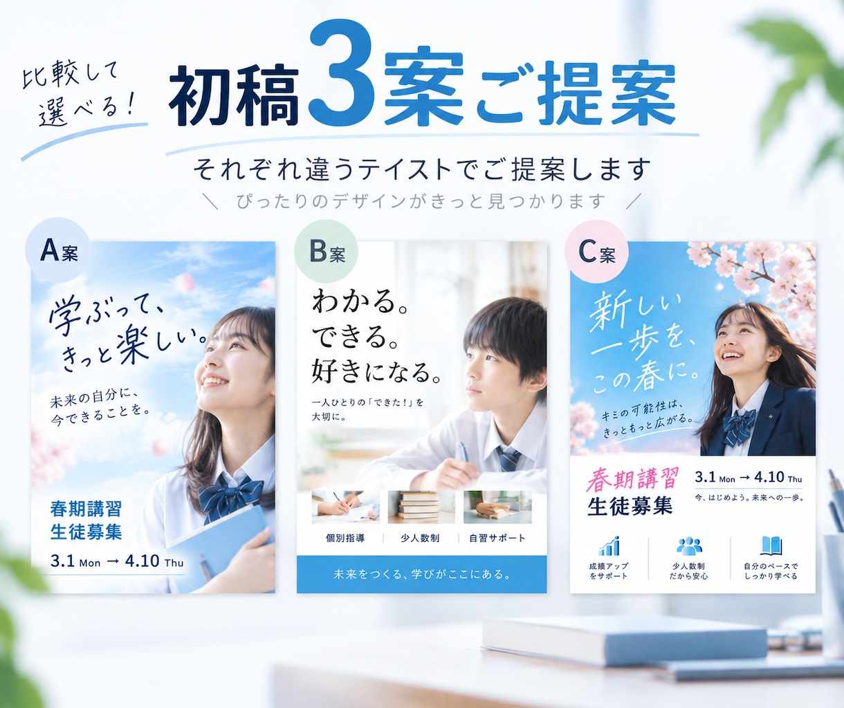 3案提案！教育サービスのポスター・チラシ制作します 元高校教員のWEBデザイナーが、伝わるデザインをご提案 イメージ3