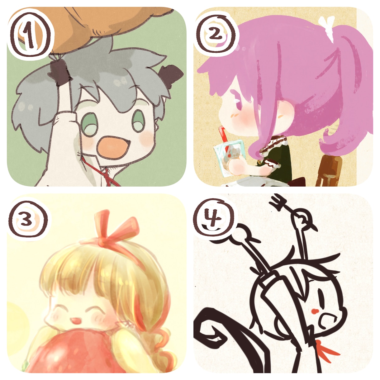 アイコンサイズのかわいいデフォルメイラスト描きます 商用利用OK！お好きな絵柄をお選びください！ イメージ2