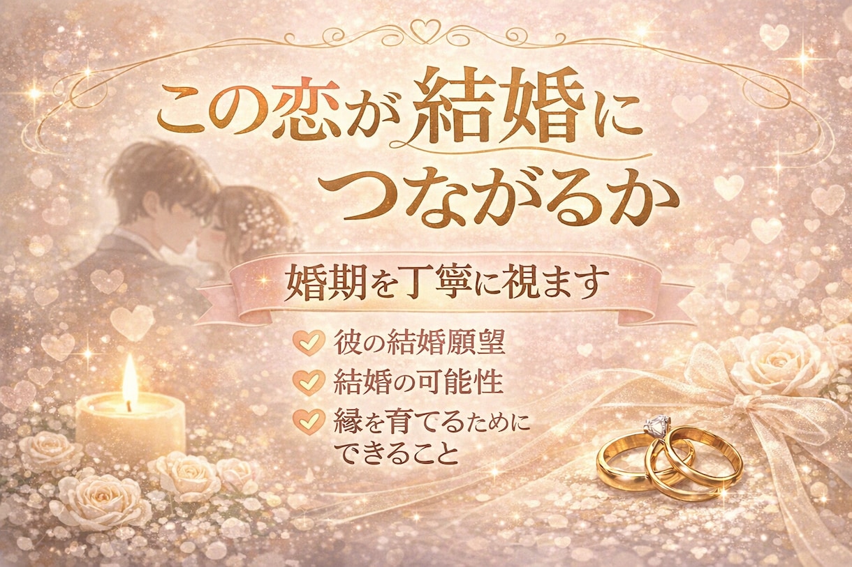この恋が結婚する相手か霊視します 結婚の可能性、婚期、相手の本気度まで詳しく読み解きます イメージ1