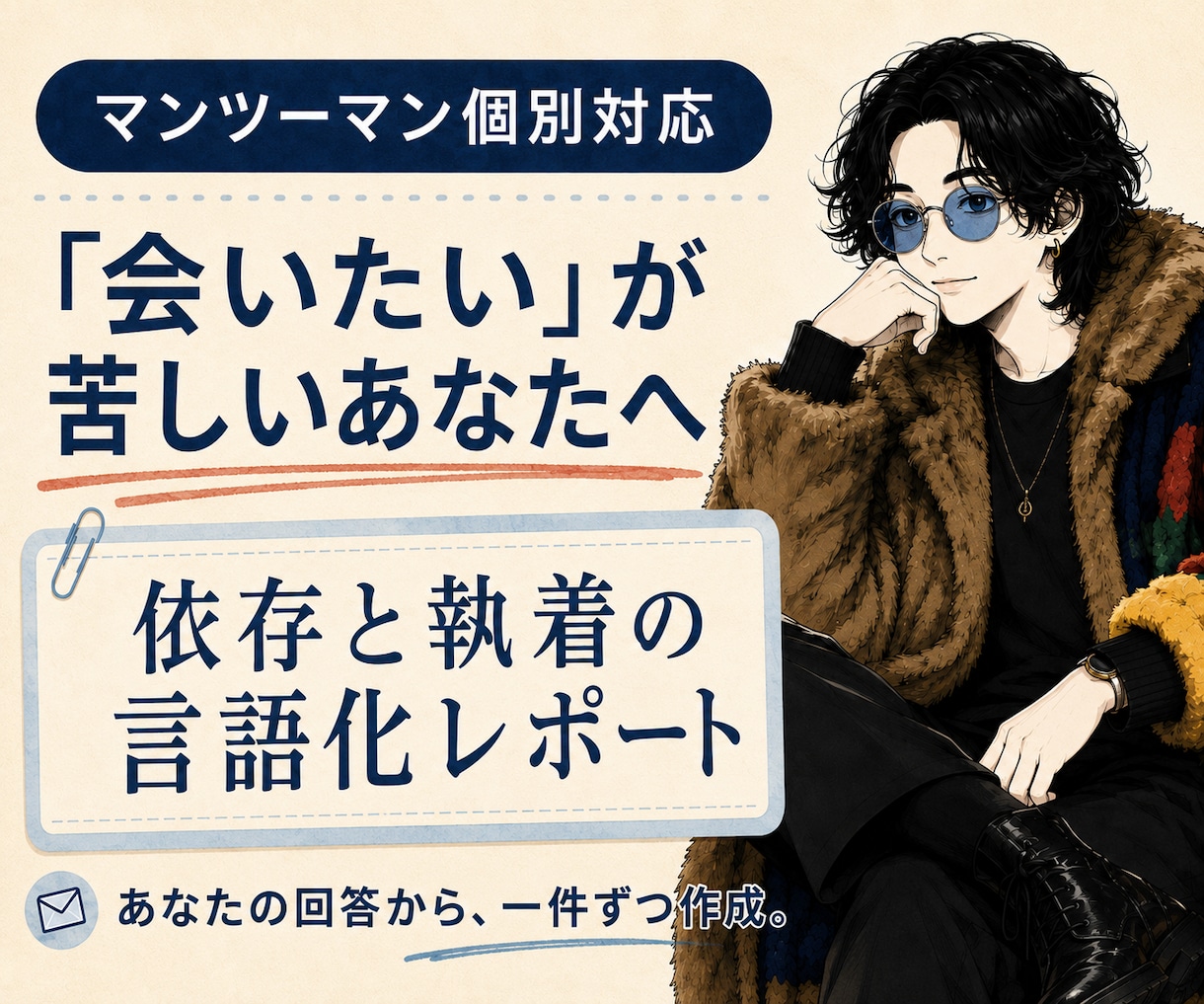 曖昧な関係への依存・執着を言葉に整理します 12の回答から、苦しさの流れと守る境界を個別レポートに イメージ1