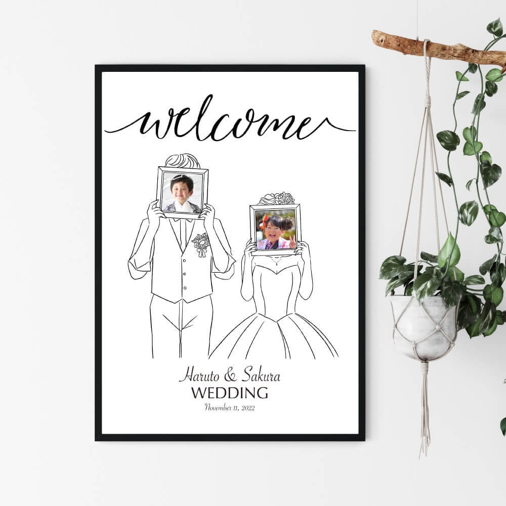 お洒落なイラストの結婚式ウェルカボード作成します A3ポスター印刷代込みのお値段！パネル印刷にも対応◎ イメージ1