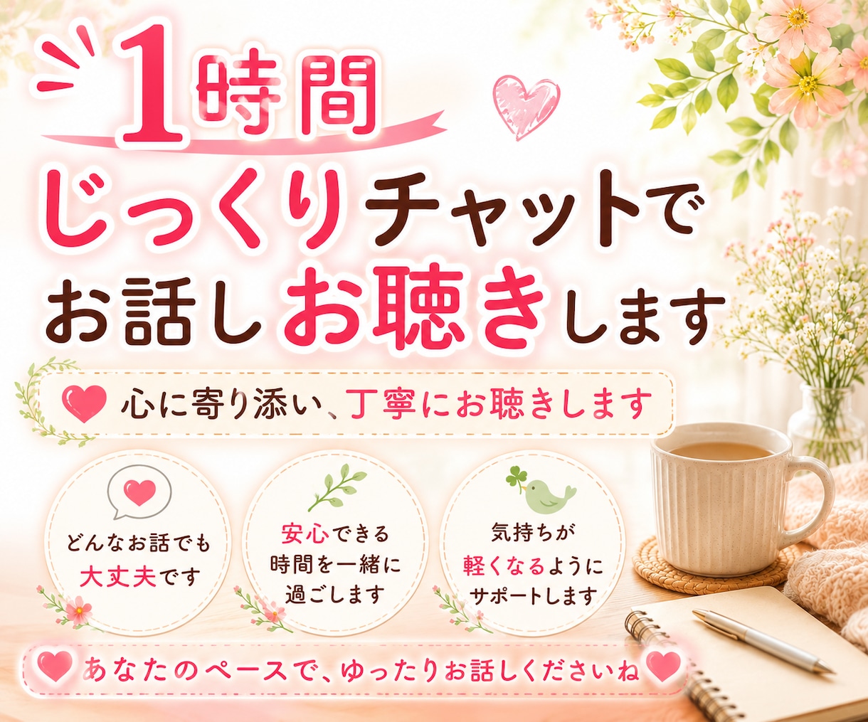 ご希望日時（DM必須）にチャットで１時間繋がります 利害関係のない「安全な第三者」に本音を吐き出して心に余白を! イメージ1