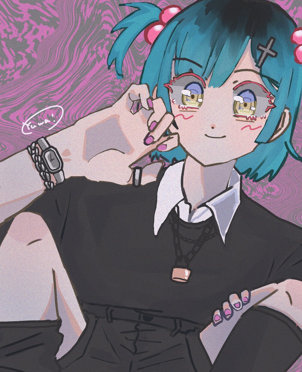 SNSで使えるアイコンをお描きします ファンシーで弾けた笑顔のアイコンをお描きします イメージ1