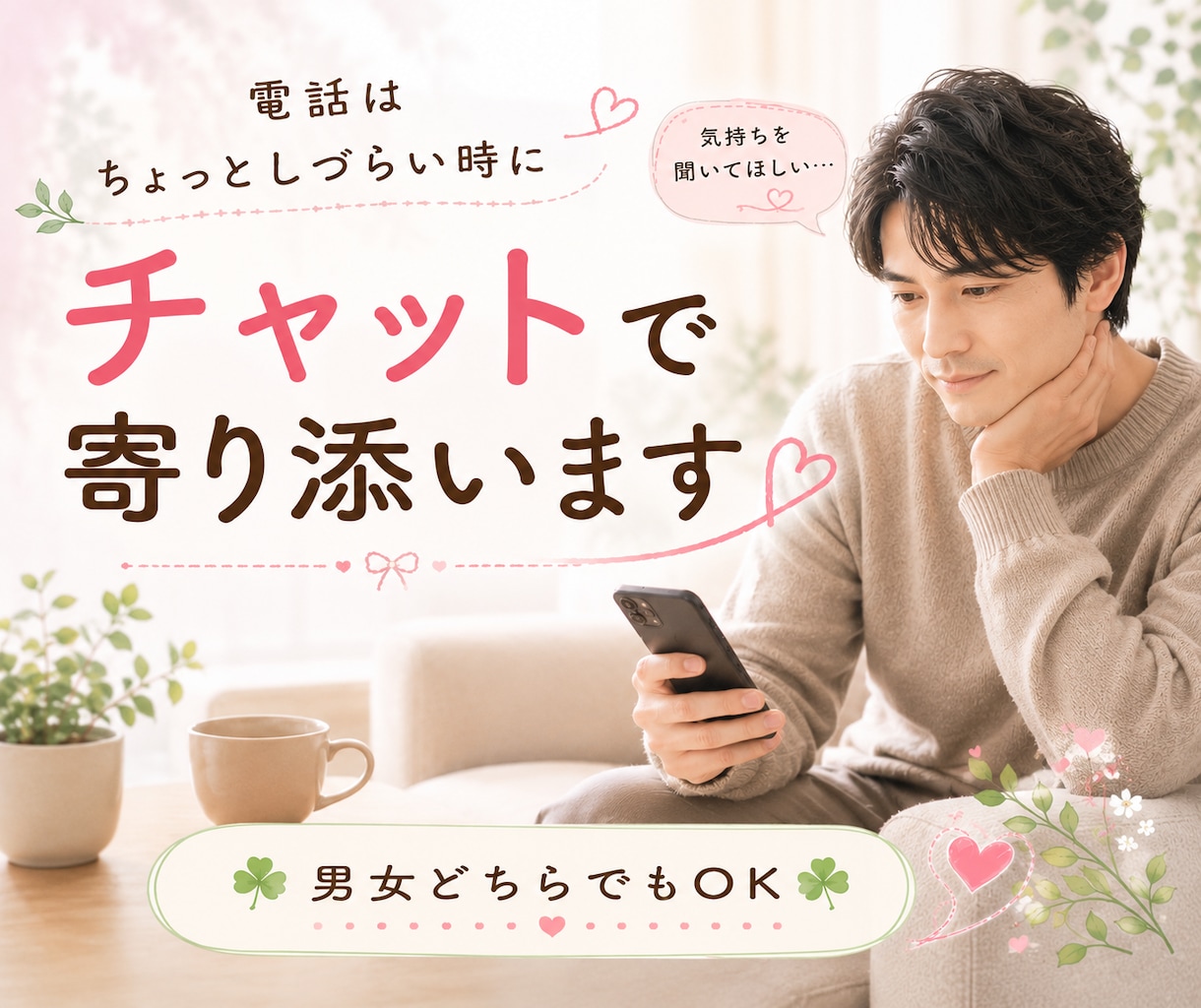 あなたの味方♥️24時間チャットで寄り添います 話し相手/雑談/愚痴/悩み/ペット自慢/一言メッセージ イメージ2