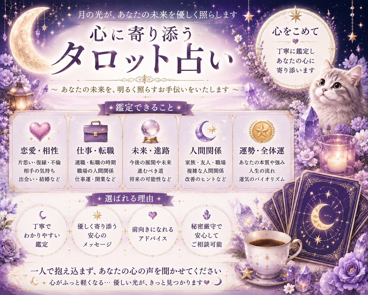 恋愛霊感タロット♡恋愛・復縁♡視ます お相手の気持ちいつ連絡がくるかをタロットを通して視ていきます イメージ2