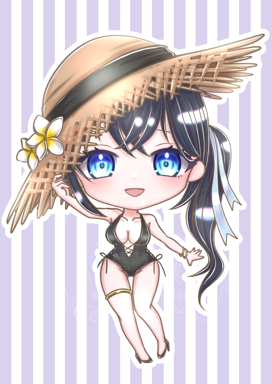 量産企画★ミニキャラ水着イラストお描きします 可愛い＆カッコいい！安価なSDキャラの水着イラストオーダー！ イメージ6