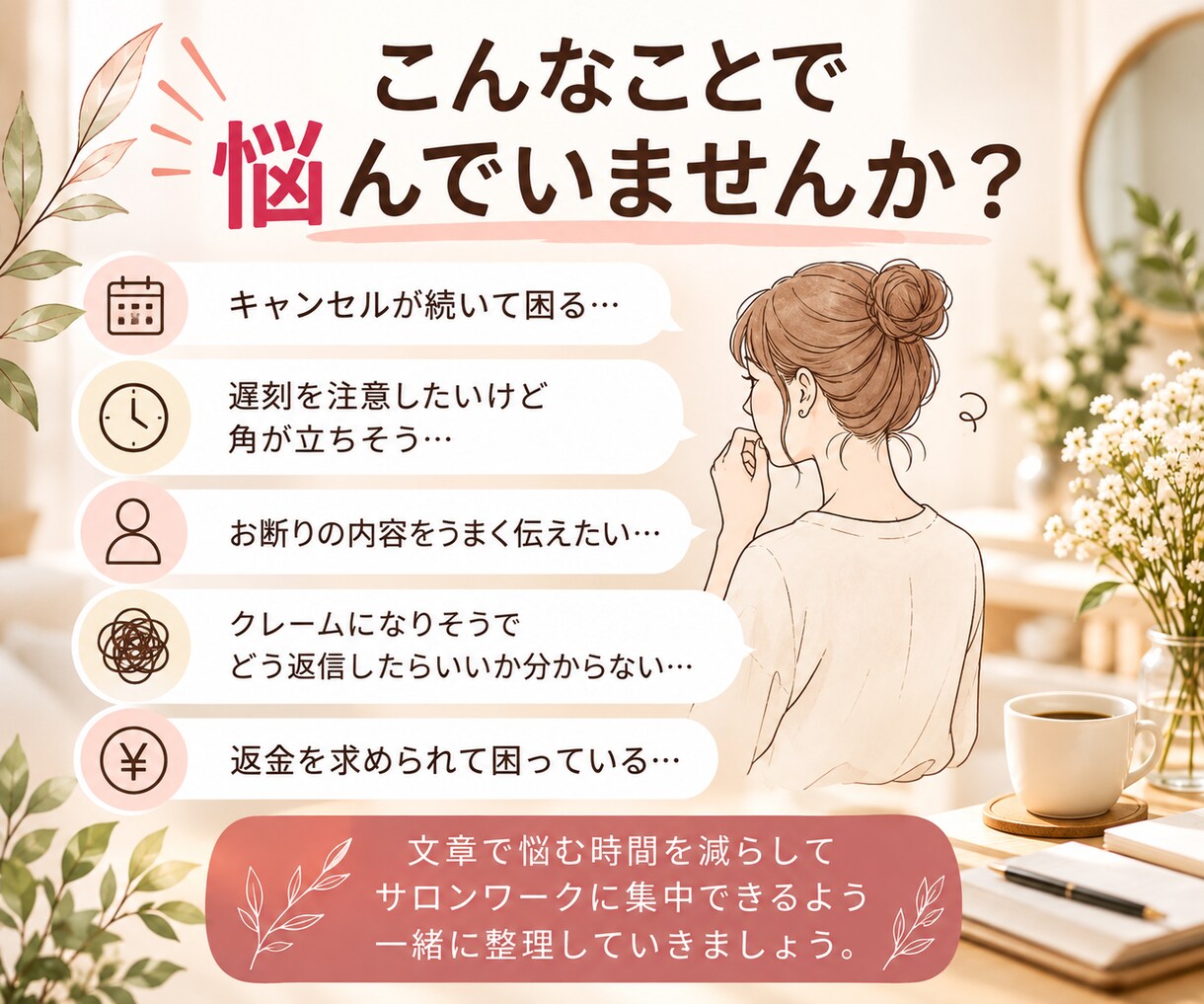 美容サロンの困った顧客対応を一緒に考えます 対応方針からそのまま送れる文章までご提案します イメージ2